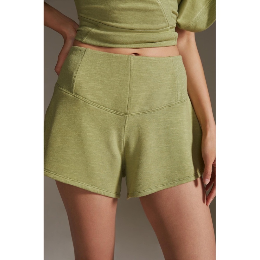 Anthropologie Casual Fitted Corset Shorts Moss Green NEW ANTHRO XS Summer lounge